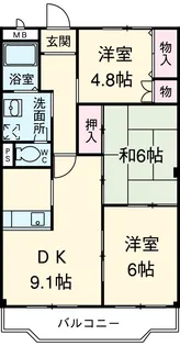 シャトー栗見坂【2階】の間取り