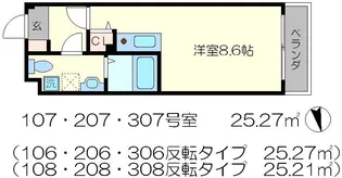ランブラス衣笠【108号室】の間取り