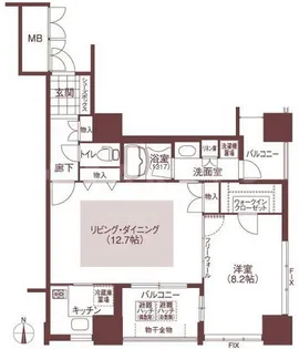 アルグラッド ザ・タワー心斎橋【6階】の間取り