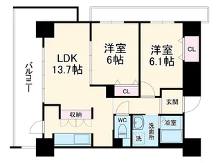 グランルージュ城東【9階】の間取り
