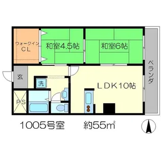 日商岩井朱雀マンション【10階】の間取り