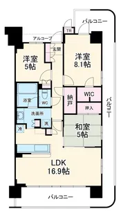 リバーガーデン千里中央あかり絵のみち【3階】の間取り