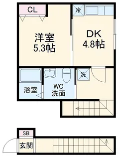 ハーミットクラブハウス金沢八景B棟【2階】の間取り
