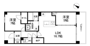 リバーガーデンECOシティ アリスの森【5階】の間取り