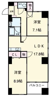 プロシード新瑞橋【8階】の間取り