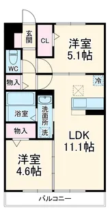 オークリーフ三郷 B棟【1階】の間取り