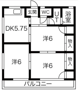 栗木山ハイツ2棟【2C号室】の間取り