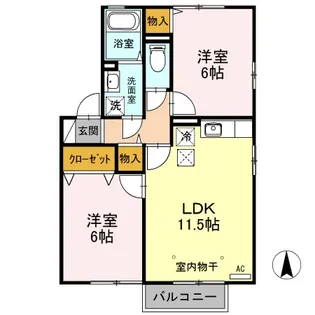 プール ラ ヴィ A【1階】の間取り