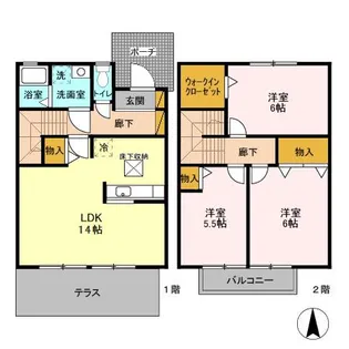 ROYAL GARDEN CASAHARA J【1階】の間取り