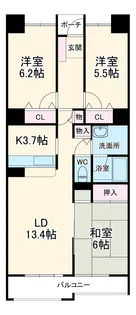 サンハイツ中央台I棟【802号室】の間取り