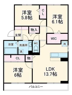 グランテージ海神H【3階】の間取り