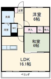 グランドヒルズ神の倉【206号室】の間取り