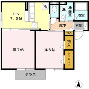グランモアリバーハイツ【203号室】の間取り