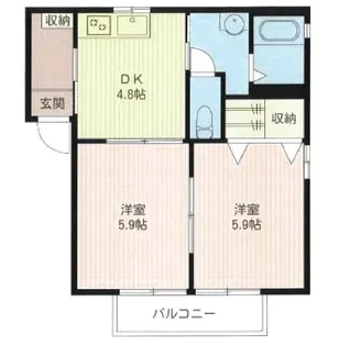 ルミエールみなみ野【102号室】の間取り