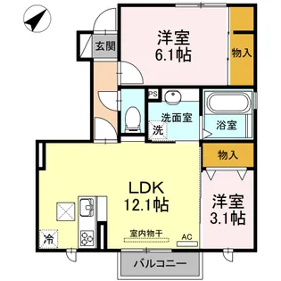 グラン・フェルト B棟【101号室】の間取り
