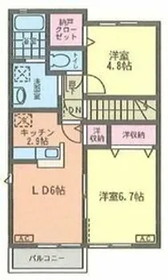 コンフォートブルーニS棟【202号室】の間取り