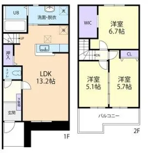 FIVE STARS【103号室】の間取り