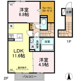 セジュール北野【2階】の間取り