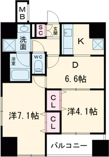メイクスデザイン新宿【707号室】の間取り