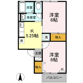 グレープハウス D【202号室】の間取り
