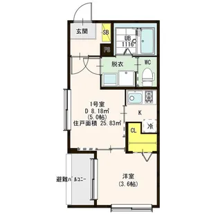 フェリーチェ長筬【1階】の間取り