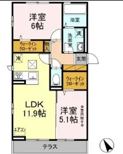 ロイヤルクレスト六号館【3階】の間取り