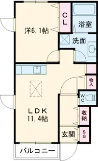 エスポワール陵南弐番館【1階】の間取り