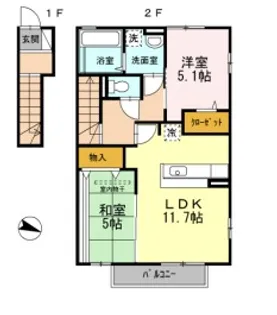 ザウバーヴィントⅢ【2階】の間取り
