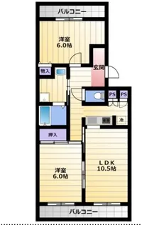 レイクパレス中村B【402号室】の間取り