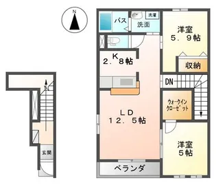 パークサイドヴィラ御里 A棟【2階】の間取り