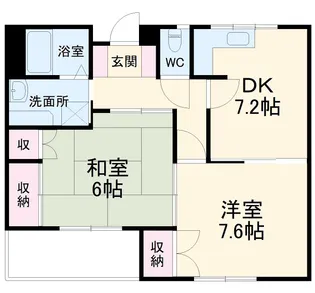 アップルハウス飯野 1号館【2-D号室】の間取り
