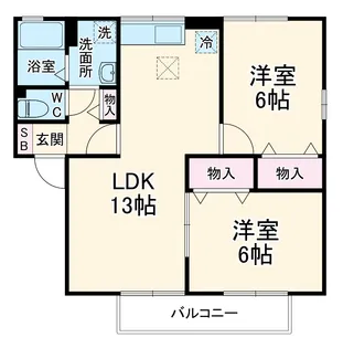 ソレイユハイム B【1階】の間取り
