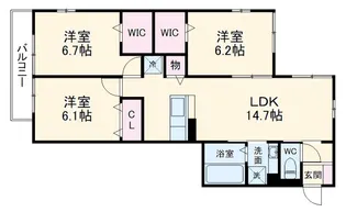 COCO東海岸【3階】の間取り