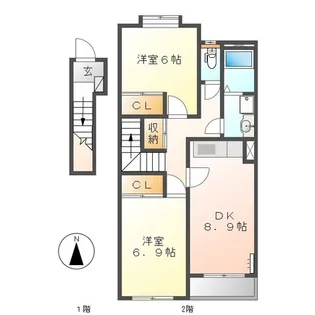 エルヴェ南小向 A【2階】の間取り