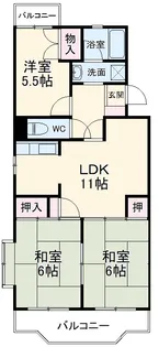 ジュネス星野【201号室】の間取り
