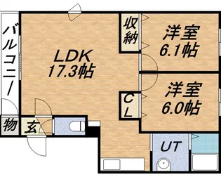 パークコート旭山【101号室】の間取り