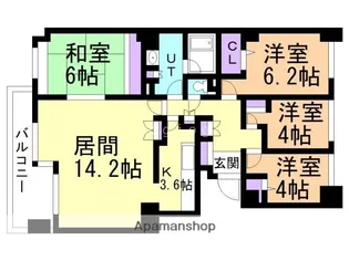 山鼻サンタウン一号館【204号室】の間取り