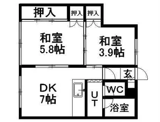 南4条ファミリーハイツ【202号室】の間取り