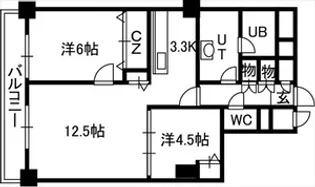 PRIME URBAN札幌 RIVER FRONT【01306号室】の間取り