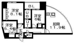 ADEN宮の森【01002号室】の間取り