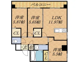 コローレ知事公館前【9階】の間取り