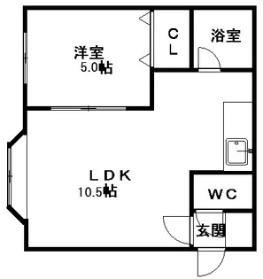 ニューセトル南4条Ⅱ【1階】の間取り
