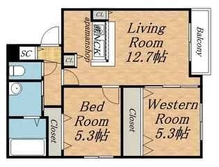 エアフォルク八軒【2階】の間取り