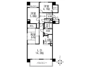 クリオ行啓通参番館【206号室】の間取り