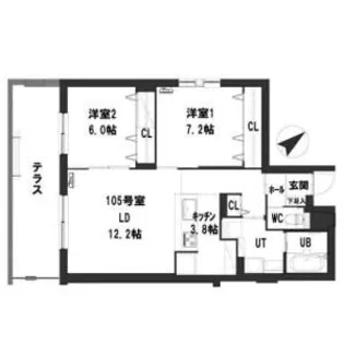 グランメール楓【1階】の間取り