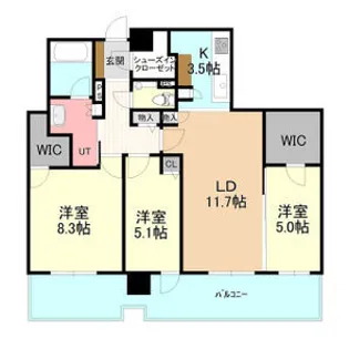 プレミストタワーズ札幌苗穂アクアゲート 2503号【25階】の間取り