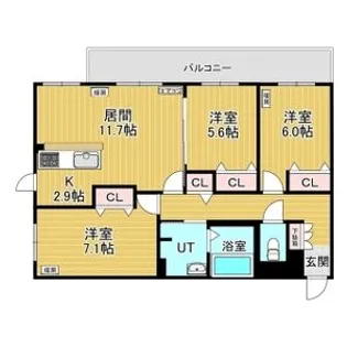 レジデンス白石中央Ⅲ【3階】の間取り