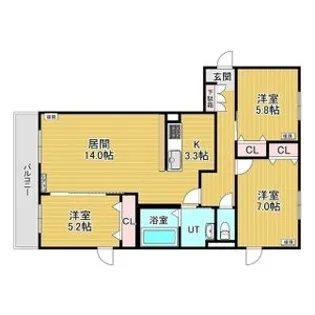 レジデンス白石中央Ⅲ【3階】の間取り