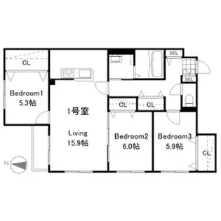 ZABO HILLS MINAMI6JO【101号室】の間取り