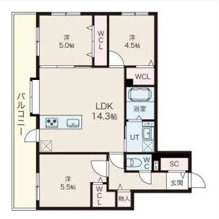 アルファスクエア北22【801号室】の間取り